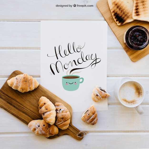 Mockup decorativo de desayuno