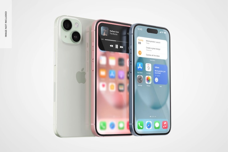 PSD gratuito mockup del set per iphone 15
