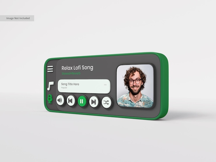 PSD gratuito mockup dell'interfaccia 3d del lettore multimediale