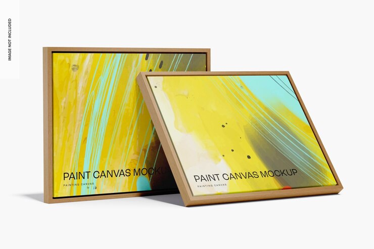 PSD gratuito mockup della tela di pittura, appoggiato