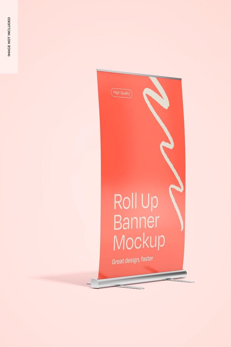 PSD gratuito mockup di banner arrotolato