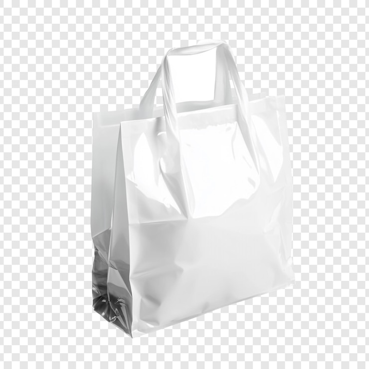 PSD gratuito mockup di borsa da spesa di plastica bianca isolato su uno sfondo trasparente perfetto per la pubblicità di marca o progetti di design