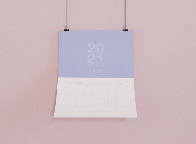 Mockup di calendario sulla parete