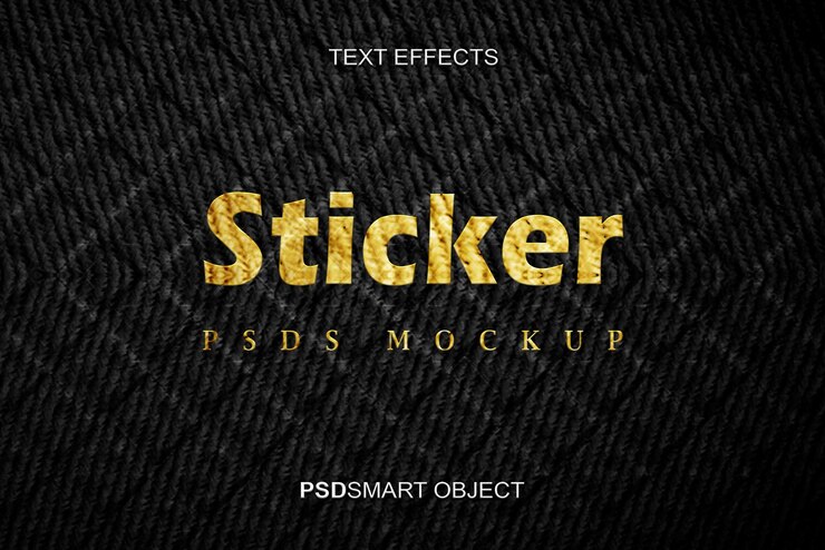 Mockup di carta adesiva di lusso in stile testo 3D oro