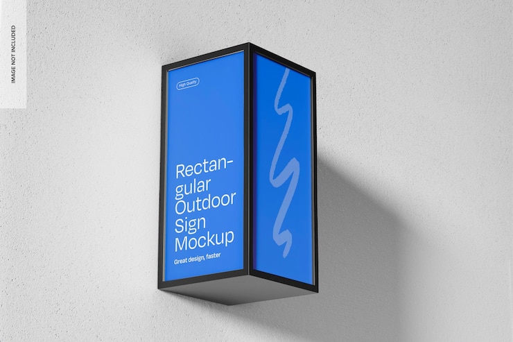 PSD gratuito mockup di cartello esterno rettangolare