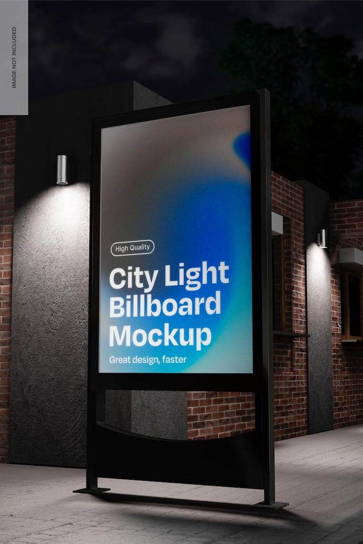 PSD gratuito mockup di cartelloni luminosi della città in prospettiva
