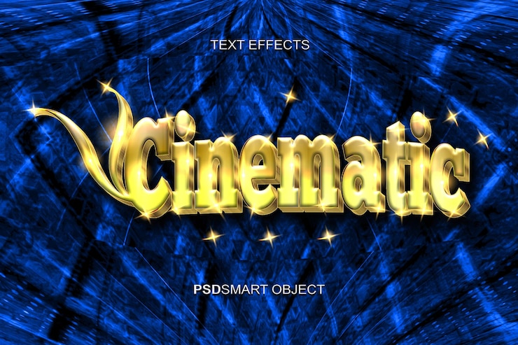 PSD gratuito mockup di lusso in stile testo 3d in oro cinematografico