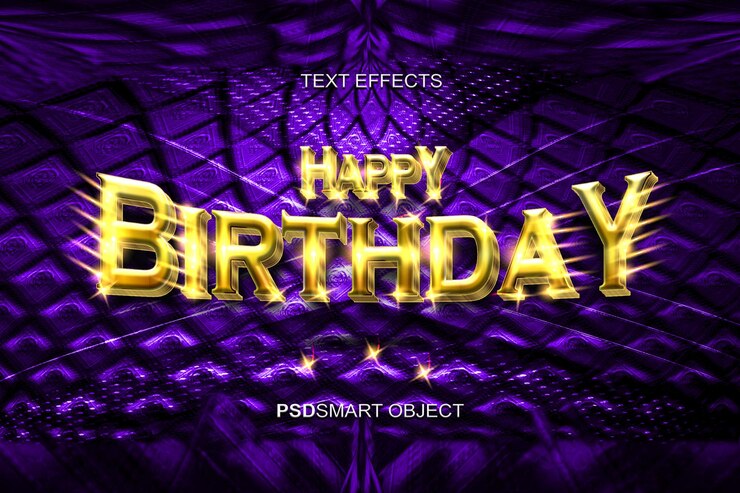 Mockup di lusso in stile testo 3D in oro di buon compleanno