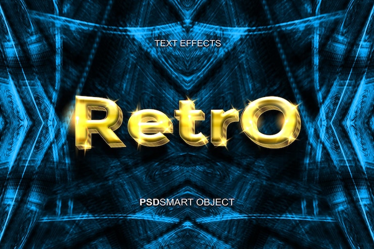 PSD gratuito mockup di lusso in stile testo 3d oro retrò