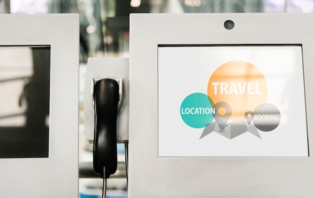 Mockup di schermo del chiosco di informazioni telefoniche e informative
