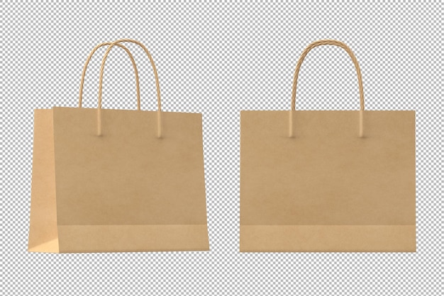 Mockup di shopping bag di carta su sfondo trasparente