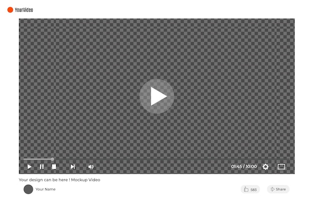 Mockup di un video player su un sito web