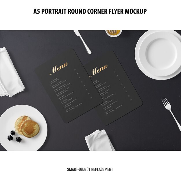 Mockup Flyer ad angolo tondo A5