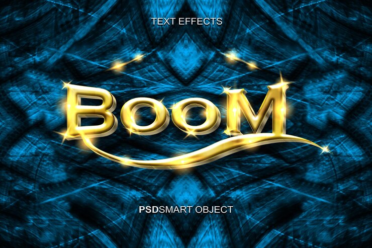 PSD Gratis mockup gaya teks 3d emas boom mewah