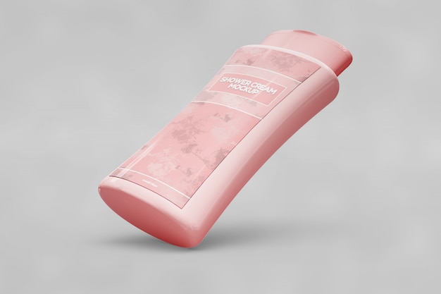 PSD gratuito mockup de gel de ducha rosa