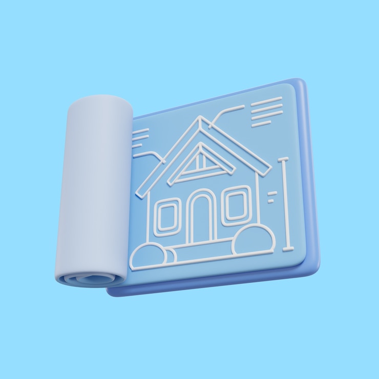 PSD Gratis mockup ikon real estat tiga dimensi