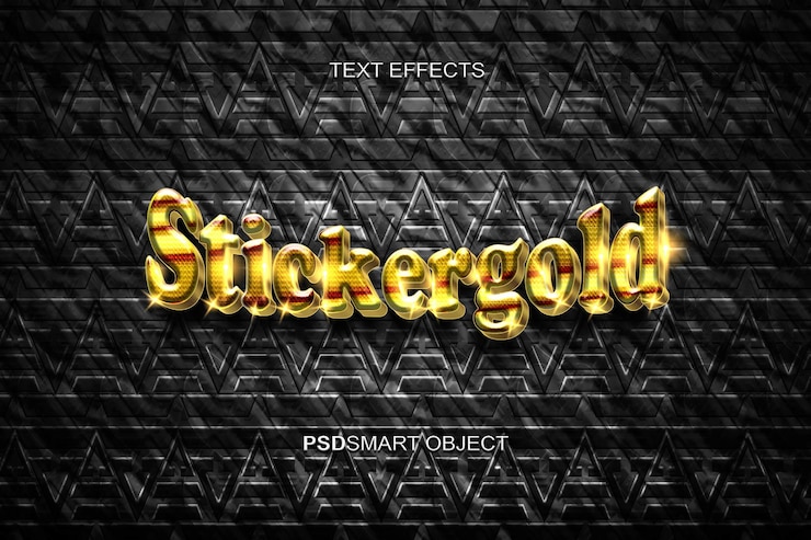 PSD gratuito mockup in stile testo 3d oro adesivo di lusso