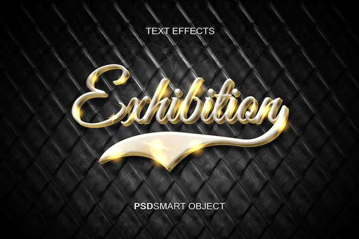 PSD gratuito mockup in stile testo 3d oro mostra di lusso
