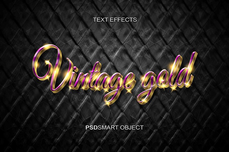 PSD gratuito mockup in stile testo 3d oro vintage di lusso