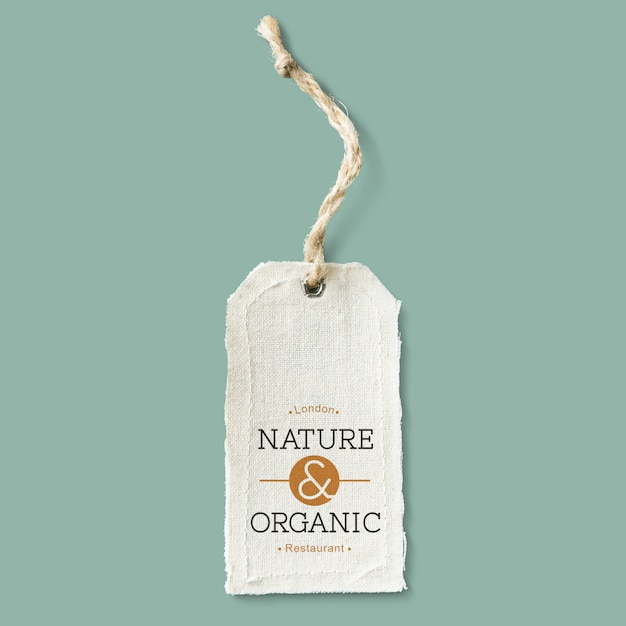 Mockup label met natuurlijke katoenen doek