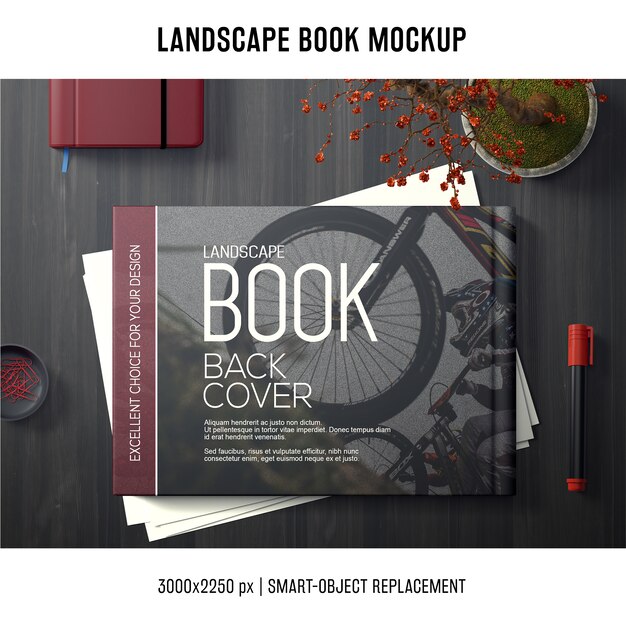 Mockup de libro apaisado 