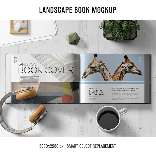 PSD gratuito mockup de libro apaisado