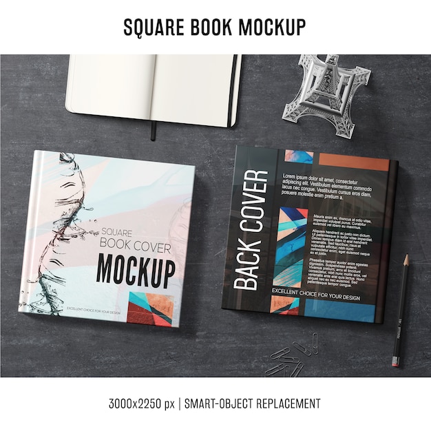 PSD gratuito mockup de libro cuadrado