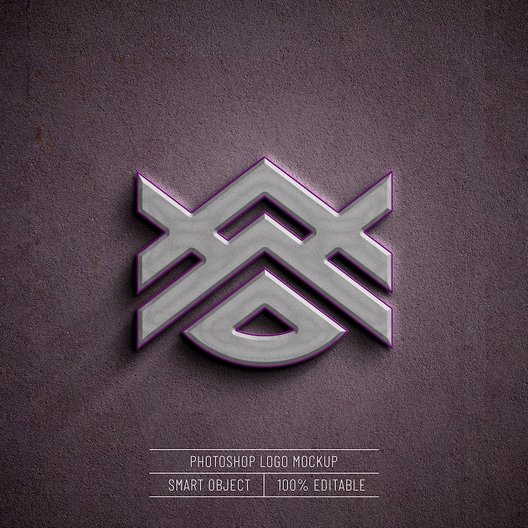 PSD Gratis mockup logo 3d realistis pada dinding beton