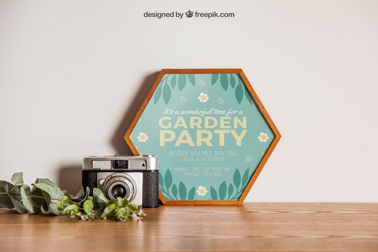 PSD gratuito mockup de marco hexagonal