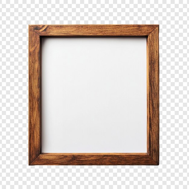 Mockup de marco de madera rústico cuadrado aislado sobre fondo blanco Perfecto para proyectos de diseño Estilo elegante y simple Marco de madera marrón