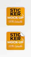 Gratis PSD mockup met vierkante stickers