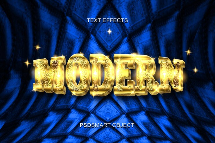 PSD gratuito mockup moderno di lusso in stile testo 3d in oro