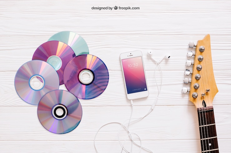 PSD gratuito mockup musicale con cd