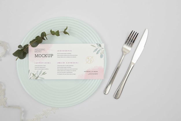 Mockup-ontwerp voor huwelijksmenu Premium Psd