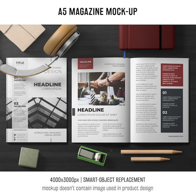 PSD gratuito mockup profesional de folleto a5