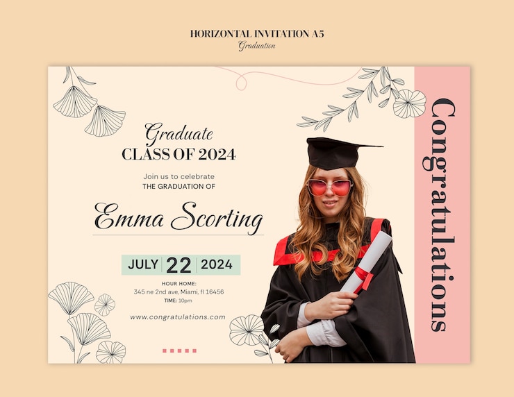 PSD Gratis mockup templat kelulusan