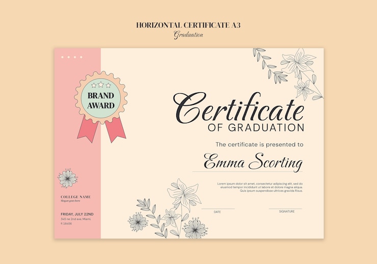 PSD Gratis mockup templat kelulusan