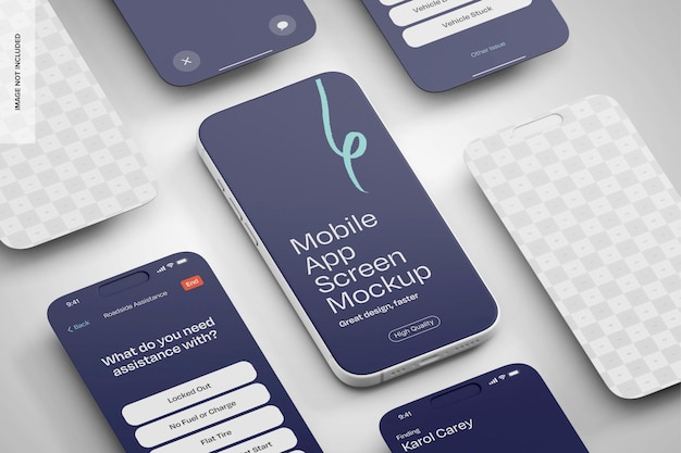 Mockup van het scherm van de mobiele app Mosaic