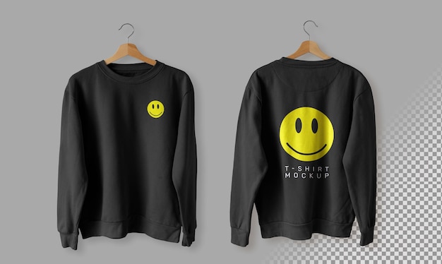 Mockup van zwarte hoodie-pack voor- en achterkant