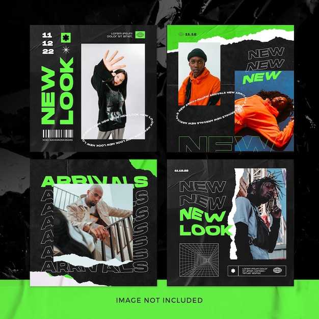 PSD gratuito moda callejera instagram post set premium psd