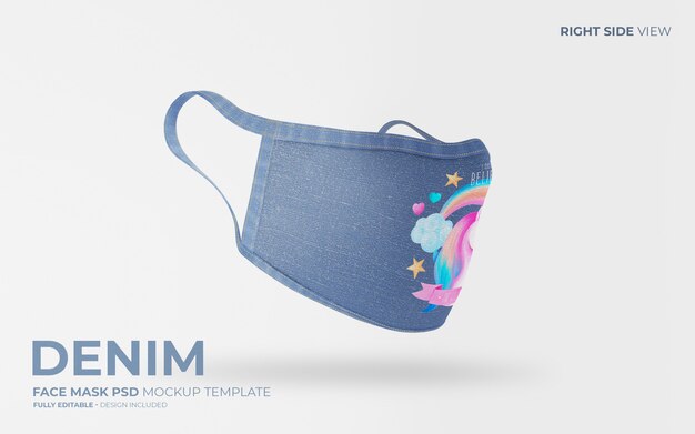 Mode gezichtsmasker mockup in denimstof