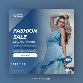 Mode verkoop banner of vierkante flyer voor social media postsjabloon