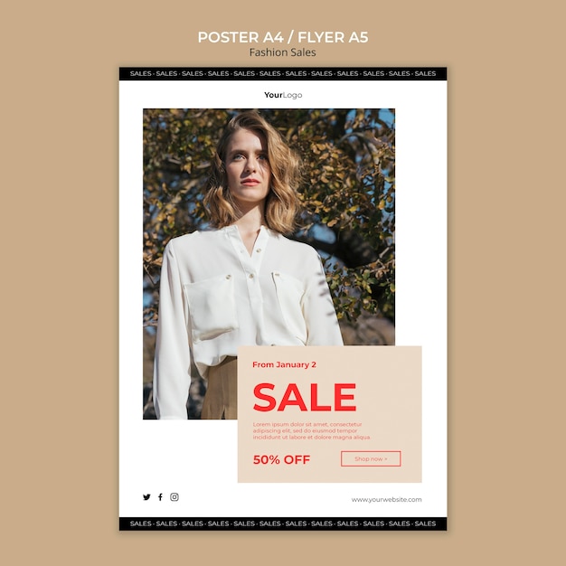 Gratis PSD mode verkoop vrouw laag weergave poster sjabloon