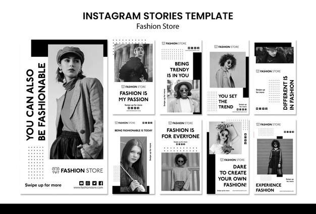 Mode winkel concept instagram verhalen sjabloon