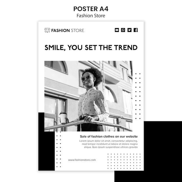 Gratis PSD mode winkel concept poster sjabloon