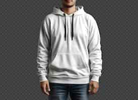 Gratis PSD model met wit sweatshirt met capuchon