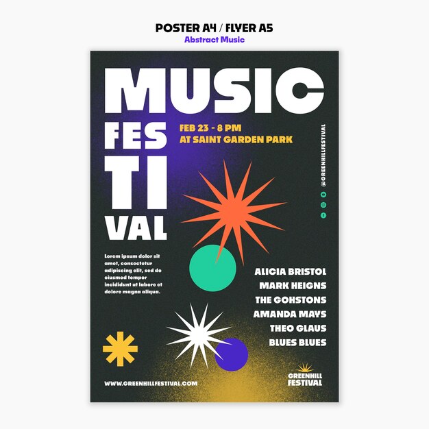 Modello astratto del manifesto di spettacolo di musica