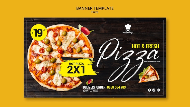 PSD gratuito modello banner ristorante pizzeria pizza