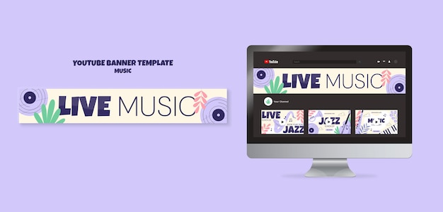 Modello banner YouTube per intrattenimento musicale