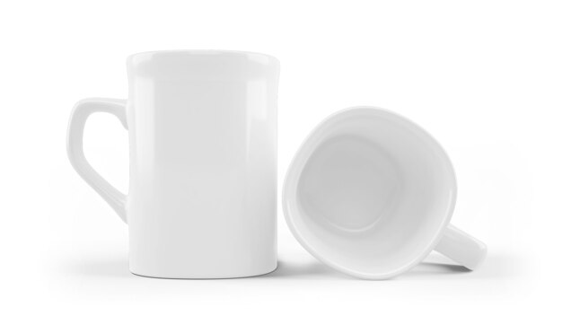 Modello ceramico bianco della tazza isolato